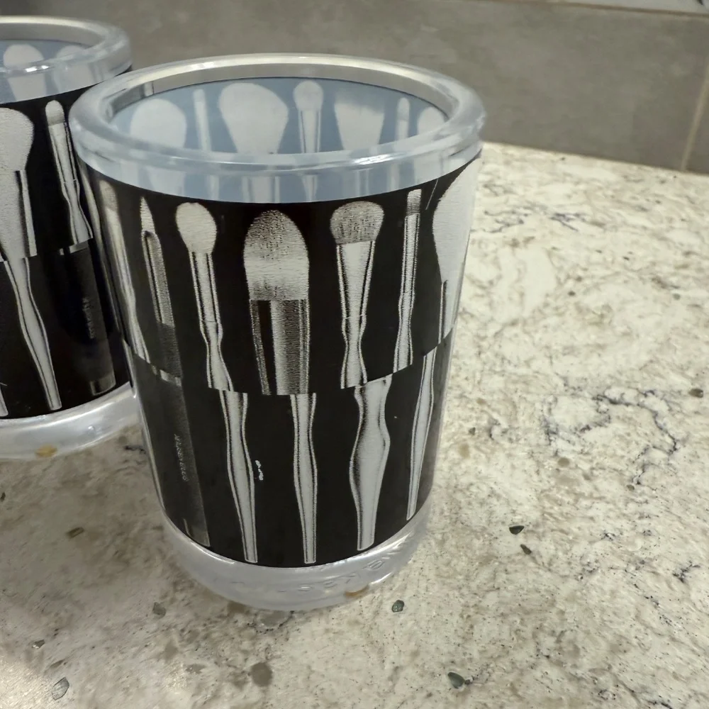 Set of two Sonia Kashuk Vanity Cup Make-up Brush Pattern Organizer storage decor